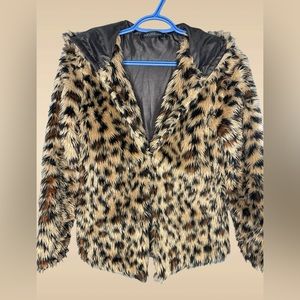 Zanzea Leopard Print Faux Fur Jacket